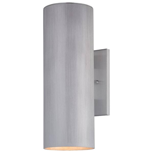 the great outdoors by Minka Lavery Skyline 2-Light Brushed Aluminum Outdoor Wall Mount Lantern