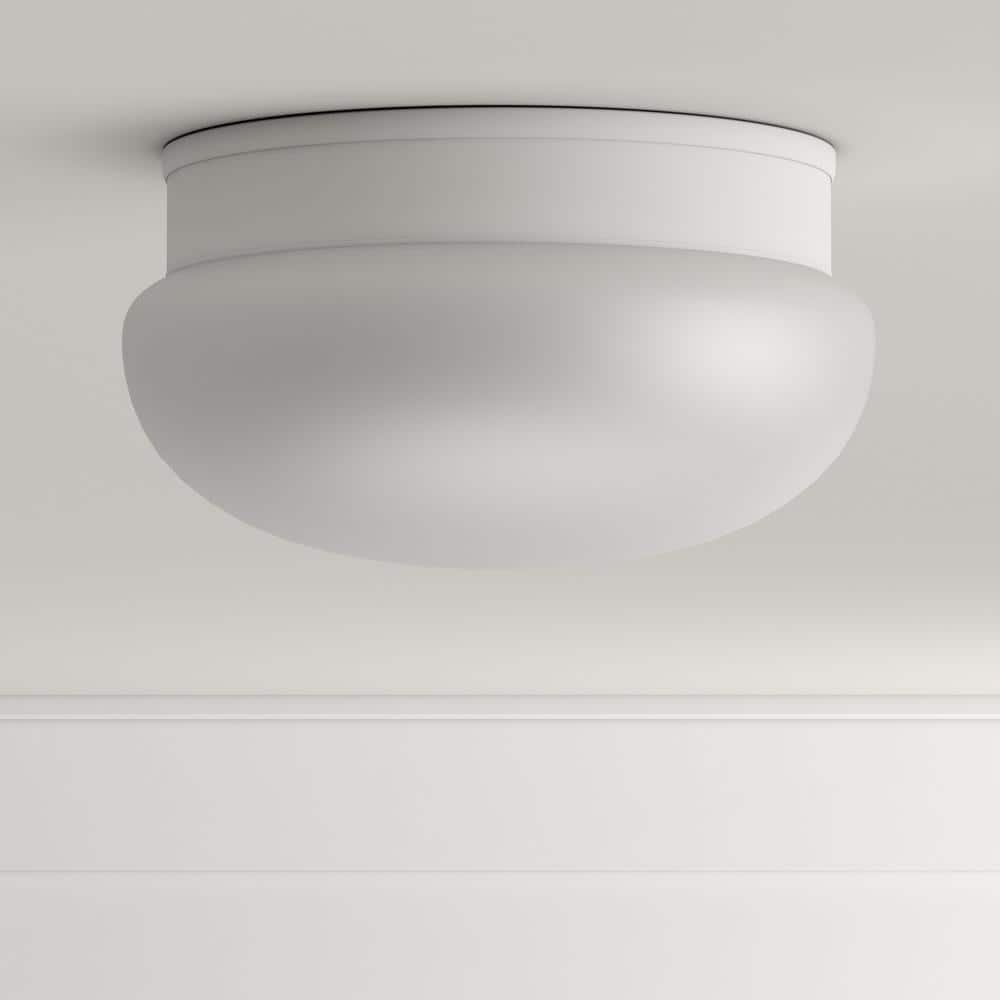 White Glass Bowl Close-to-Ceiling Light Fixture
