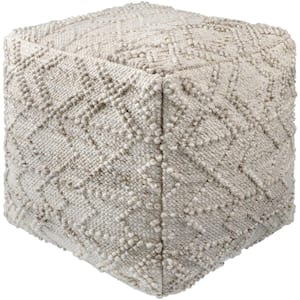 Chrisley Gray Cottage Polyester 18 in. L x 18 in. W x 18 in. H Pouf