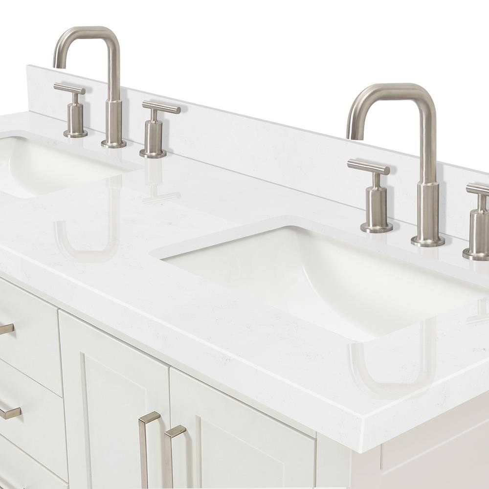 Magnolia 60" White Double Sink Freestanding Vanity with Quartz Top