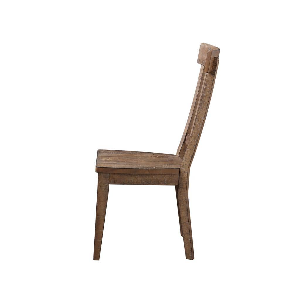Rustic Brown High Wood Slat Back Side Chair