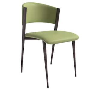 Aspen Modern Dining Chair Upholstered Leather Kitchen Room Chairs with Metal Legs, Olive Green