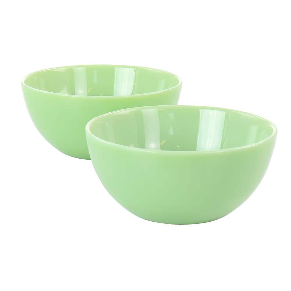 Jadeite Glass Cereal and Soup Bowl Set, Jade Green