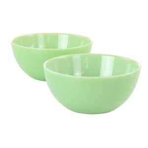 6 in. 20 fl. oz. Jade Green Jadeite Glass Serving Bowl Set of 2