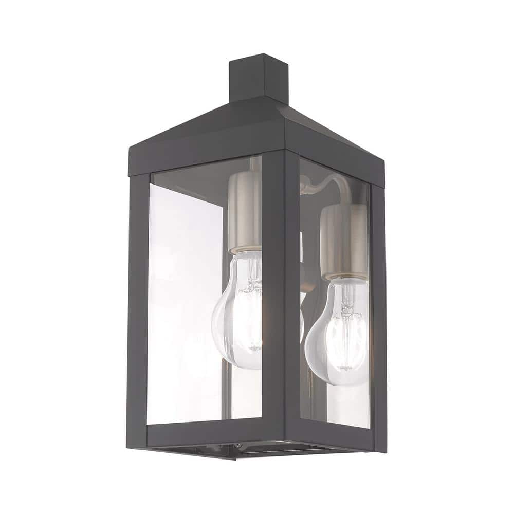 Scandinavian Gray Clear Glass Outdoor Wall Lantern Sconce