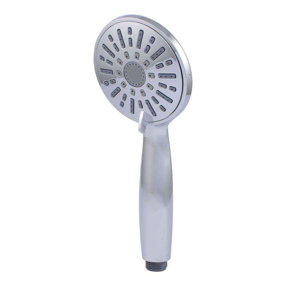 Polished Chrome 5-Spray Handheld Showerhead with Stainless Steel Hose
