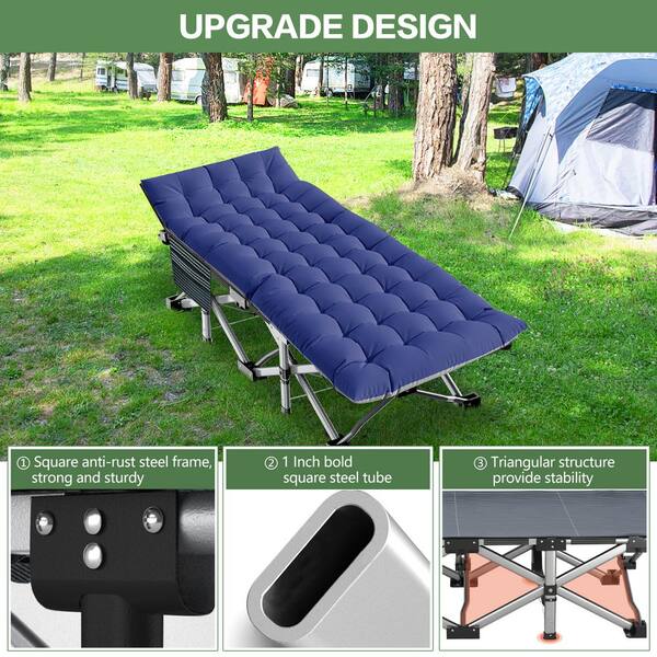 thumbnail interactive-video image 1 of SLSY Heavy Duty Folding Camping Cot For Adults – With Mattress, Supports Up To 600lbs – Military Style Lounge Cot 1 of 5