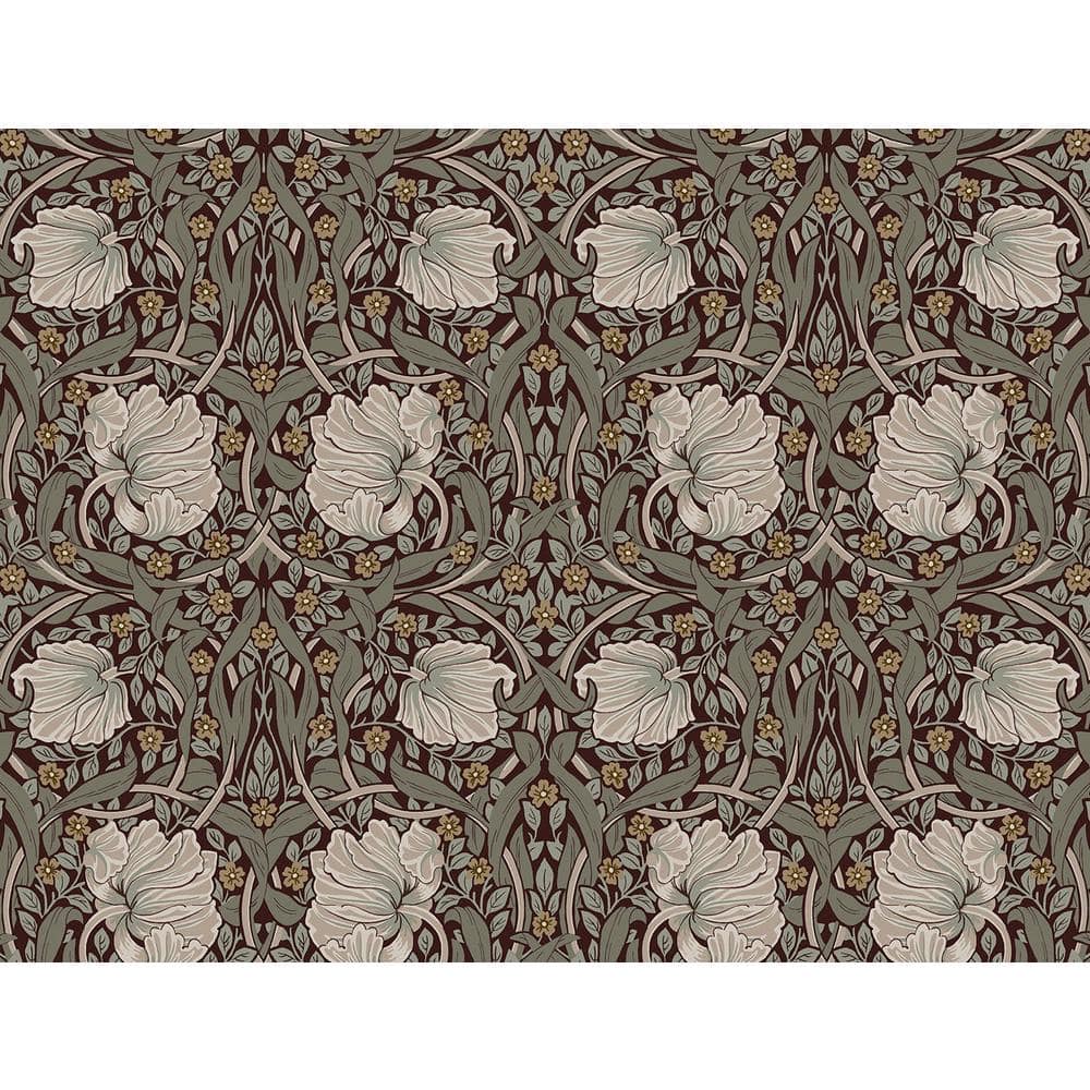 Auburn & Eucalyptus Floral Peel and Stick Wallpaper