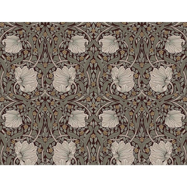 NextWall Auburn and Eucalyptus Pimpernel Floral Vinyl Peel and Stick Wallpaper Roll 40.5 sq. ft.