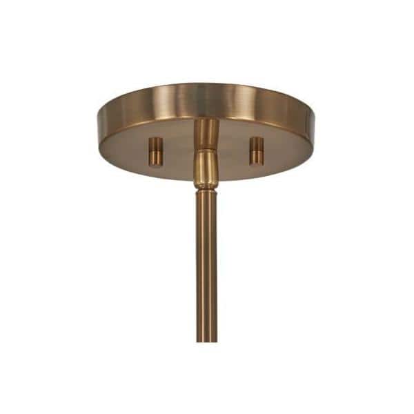 Aged Antique Brass and Black Leather Mini Pendant Light