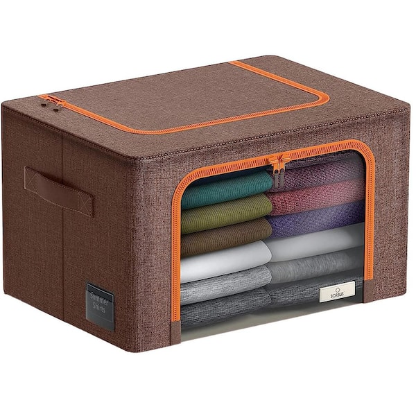 Storage Bins, Stackable and Foldable Clothes Organizer Bags, Brown 19.5 in. x 13 in. Polyester Decorative Box Set of 1
