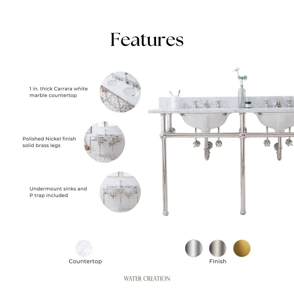 Embassy 60'' Double Sink Console with Marble Top