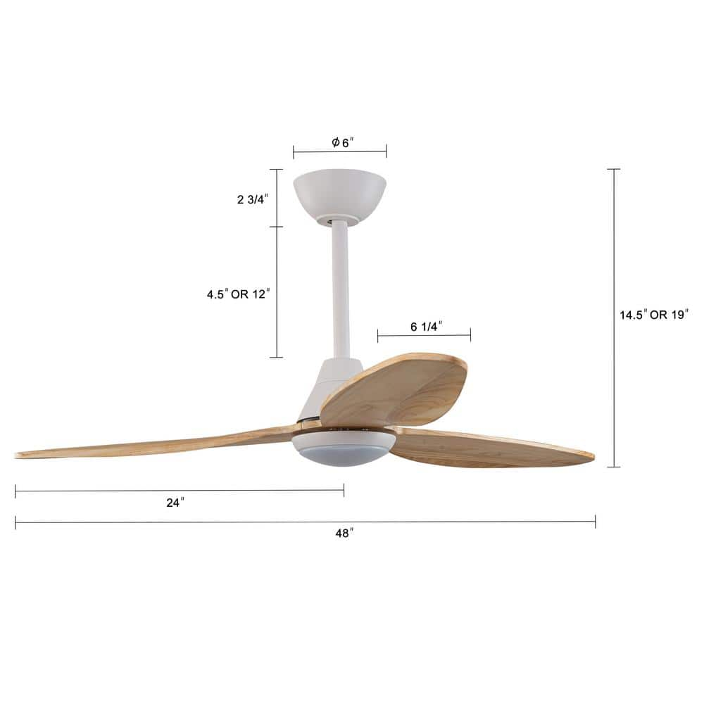 48 in. Integrated LED White Wood Ceiling Fan with Light and Remote Control with Color Changing Technology -  C Cattleya, HCA2434-CF