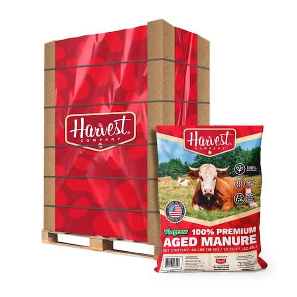 Viagrow 40 lb. 1.5 cu. ft. Organic Cow Manure Soil Amendment Premium Aged Compost (60-Bag Pallet)
