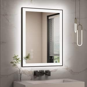 20 in. W x 28 in. H Rectangular Framed Front and Back LED Lighted Anti-Fog Wall Bathroom Vanity Mirror in Tempered Glass