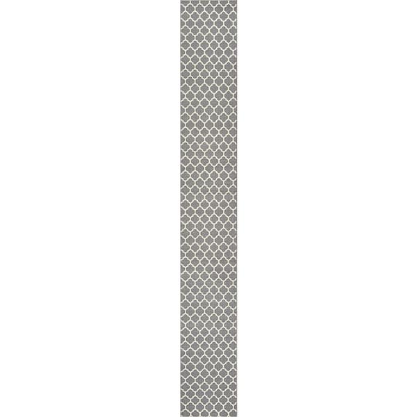 Unique Loom Trellis Philadelphia Gray/Beige 2' 7 x 19' 8 Runner Rug