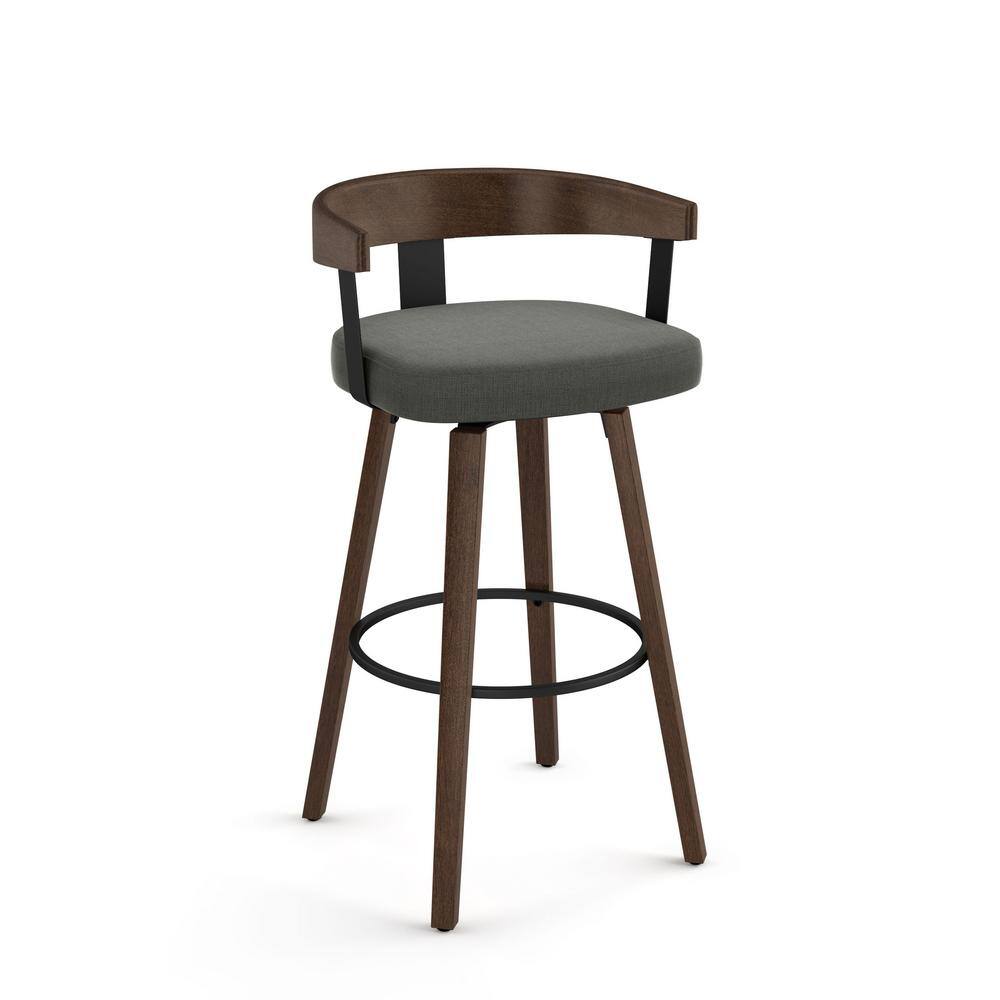 Cohen 26" Gray Swivel Counter Stool with Wood and Metal