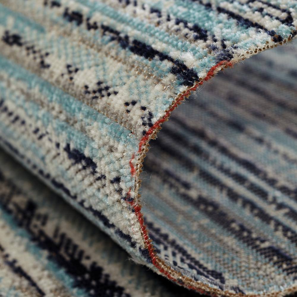 Aqua and Light Gray Abstract Synthetic 2' x 3' Area Rug