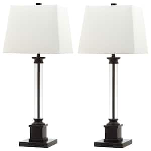 Davis 30.5 in. Clear/Black Coulmn Table Lamp with White Shade (Set of 2)