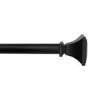 72 in. - 144 in. Telescoping 1 in. Single Curtain Rod Kit in Matte Black with Urn Square Finials