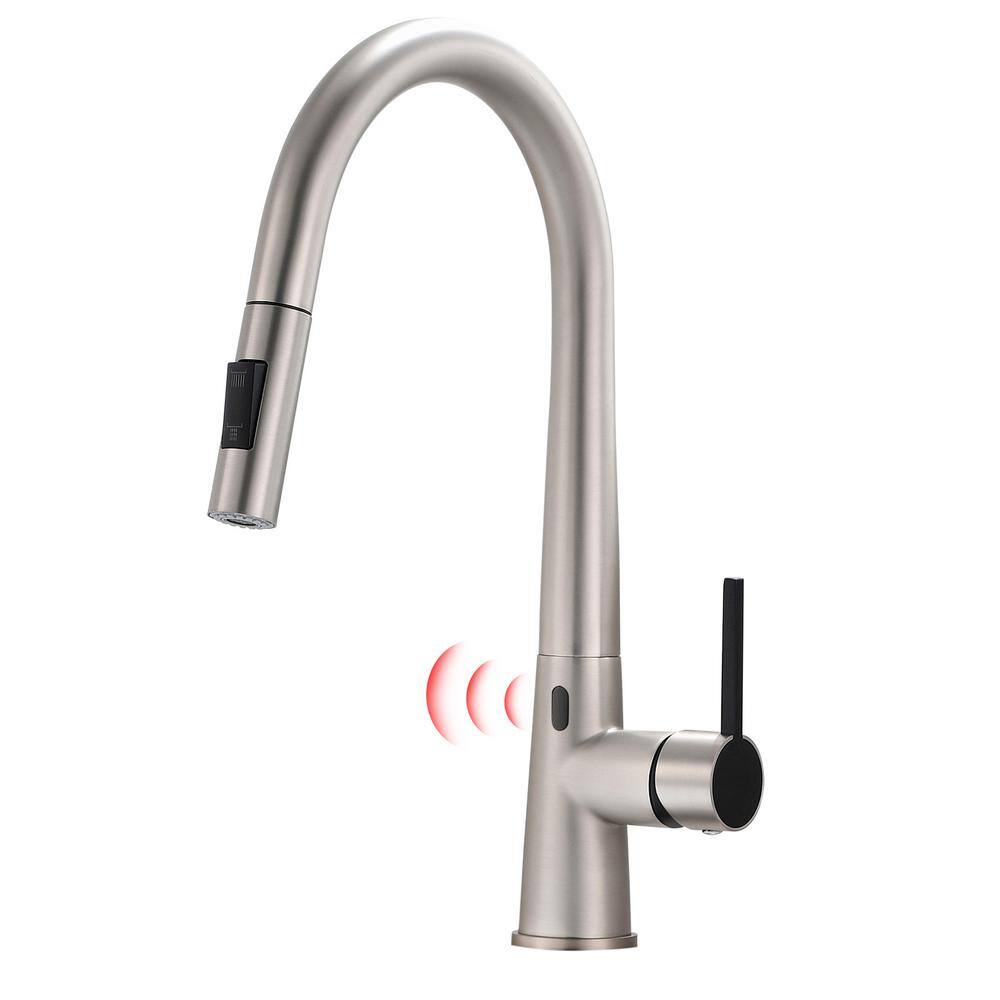 Modern Touchless Single Handle Pull Down Sprayer Kitchen Faucet, Kitchen Faucet with Power Clean in Brushed Nickel price history on PriceWatchPro