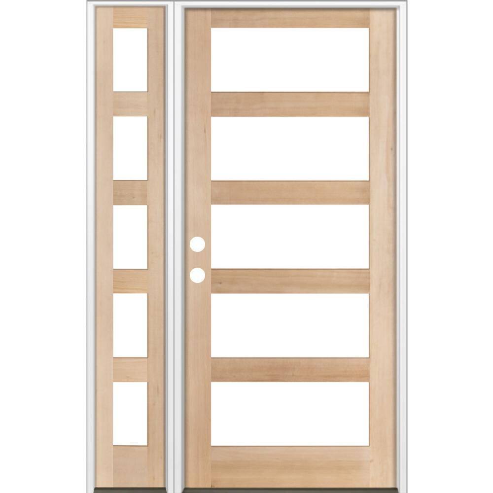 56 in. x 96 in. Modern Hemlock Right-Hand/Inswing Clear Glass unfinished Wood Prehung Front Door with Left Sidelite price history on PriceWatchPro
