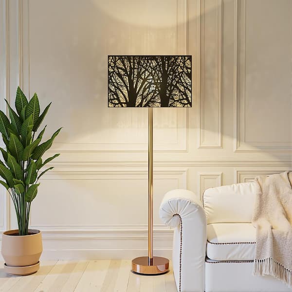 9 in. H Black Metal Rectangular Lamp Shade with Clip On Fitter