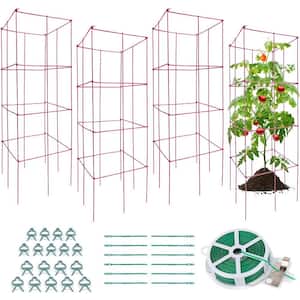 Metal Square Tomato Cages for Garden Plant 15.8 in. x 40 in. for Folding Lawn Chair (4-Pack)