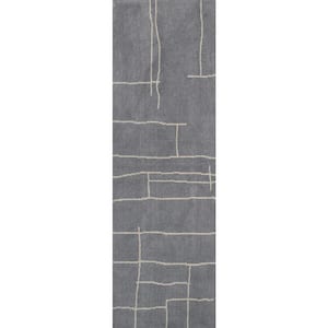 Vincente Contemporary Gray 3 ft. x 8 ft. Abstract Indoor Runner Rug