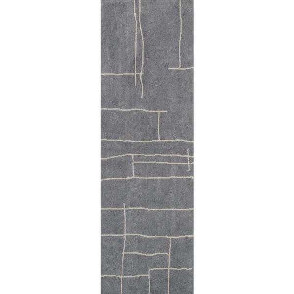 nuLOOM Vincente Contemporary Gray 3 ft. x 8 ft. Abstract Indoor Runner Rug