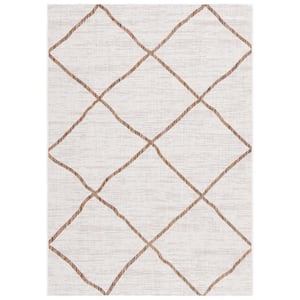 Courtyard Ivory/Brown 5 ft. x 8 ft. Trellis Impression Indoor/Outdoor Area Rug