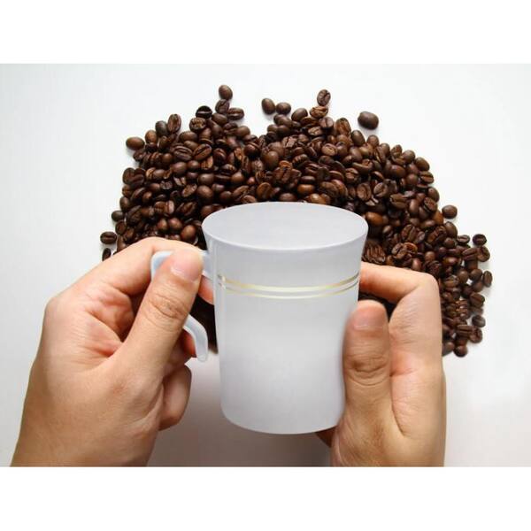 Adrinfly 8 oz. 40-Pieces White with Gold Rim Non-toxic Party Plastic Coffee  Mug 100% food grade Suitable for Hot or Cold Liquids. SNPH034IN262 - The  Home Depot