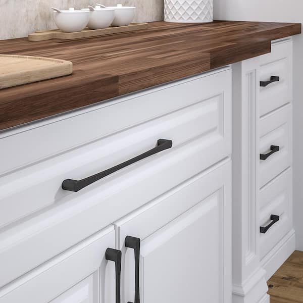 Kent Collection 12-5/8 in. (320 mm) Modern Matte Black Rectangular Cabinet Bar Pull