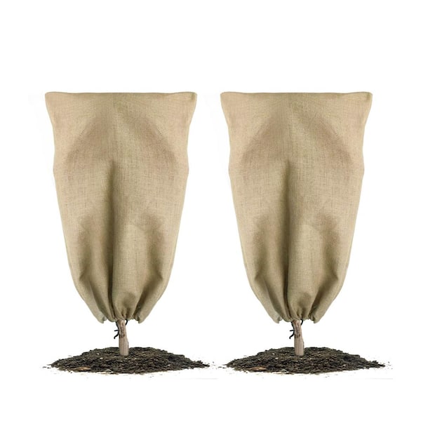 Wellco 39.4 in. x 26.4 in. Burlap Winter Plant Cover Bags with Rope (2-Pack)