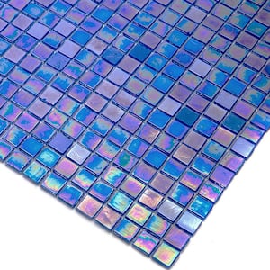 Skosh 11.6 in. x 11.6 in. Glossy Egyptian Blue Glass Mosaic Wall and Floor Tile (18.69 sq. ft./case) (20-pack)