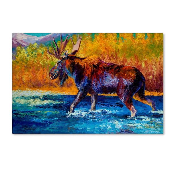 Trademark Fine Art 16 in. x 24 in. "Autumns Glimpse Moose" by Marion Rose Printed Canvas Wall Art