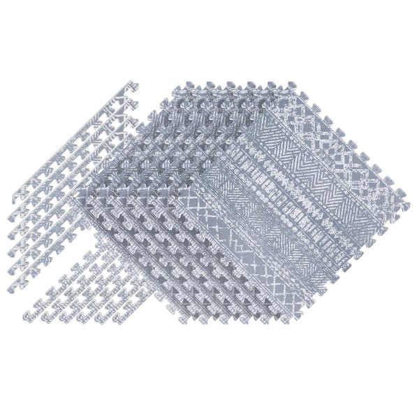 Norsk Bohemian Reversible Interlocking Foam Gray 24.8 in. x 24.8 in. x 0.47 in. Floor Tiles (6 pack) (24 sq. ft.)