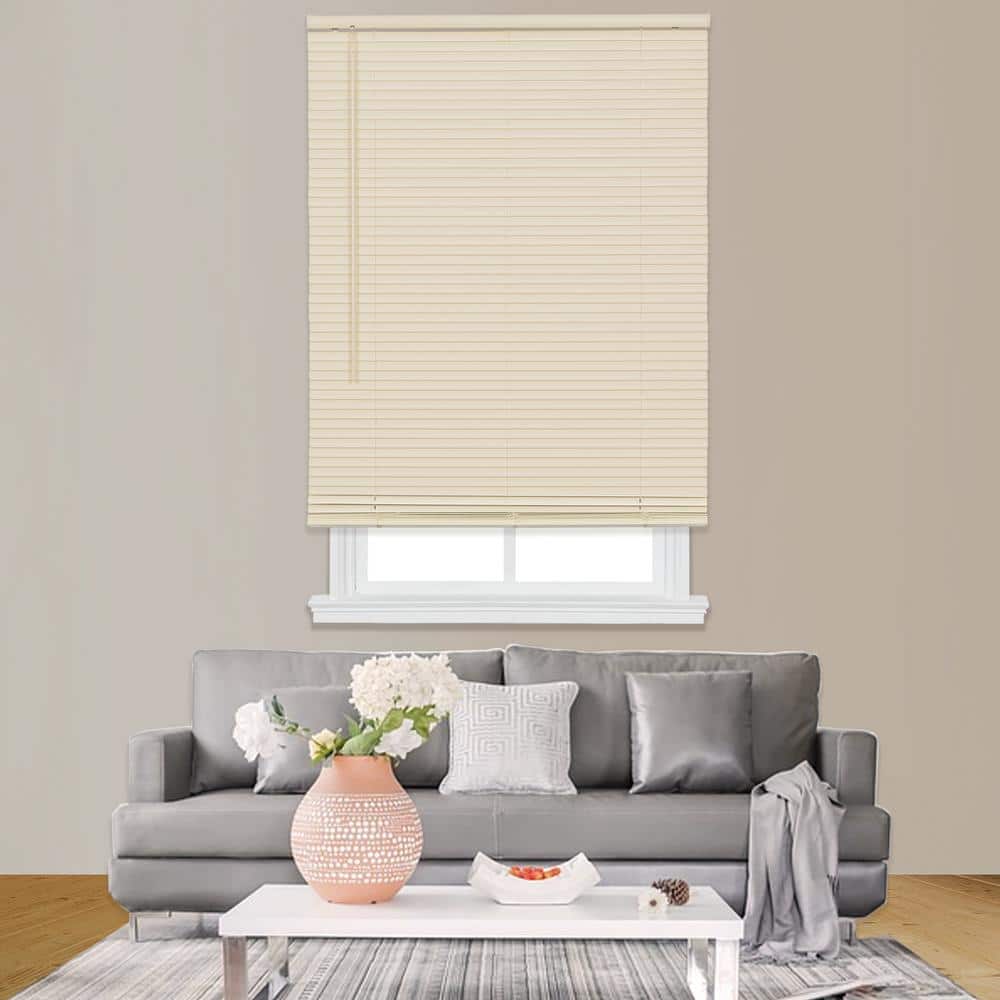 Ivory Cordless Vinyl Room Darkening Mini Blinds 20" x 64"
