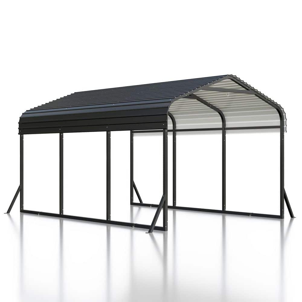 15 ft. W x 10 ft. D Heavy-Duty Metal Carport with Reinforced Base Galvanize