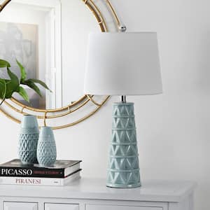 Cairo 26 in. Blue Table Lamp with White Shade