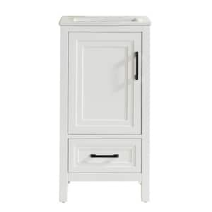 18 in. W x 16 in. D x 35 in. H Single Sink Bath Vanity in White with White Ceramic Top