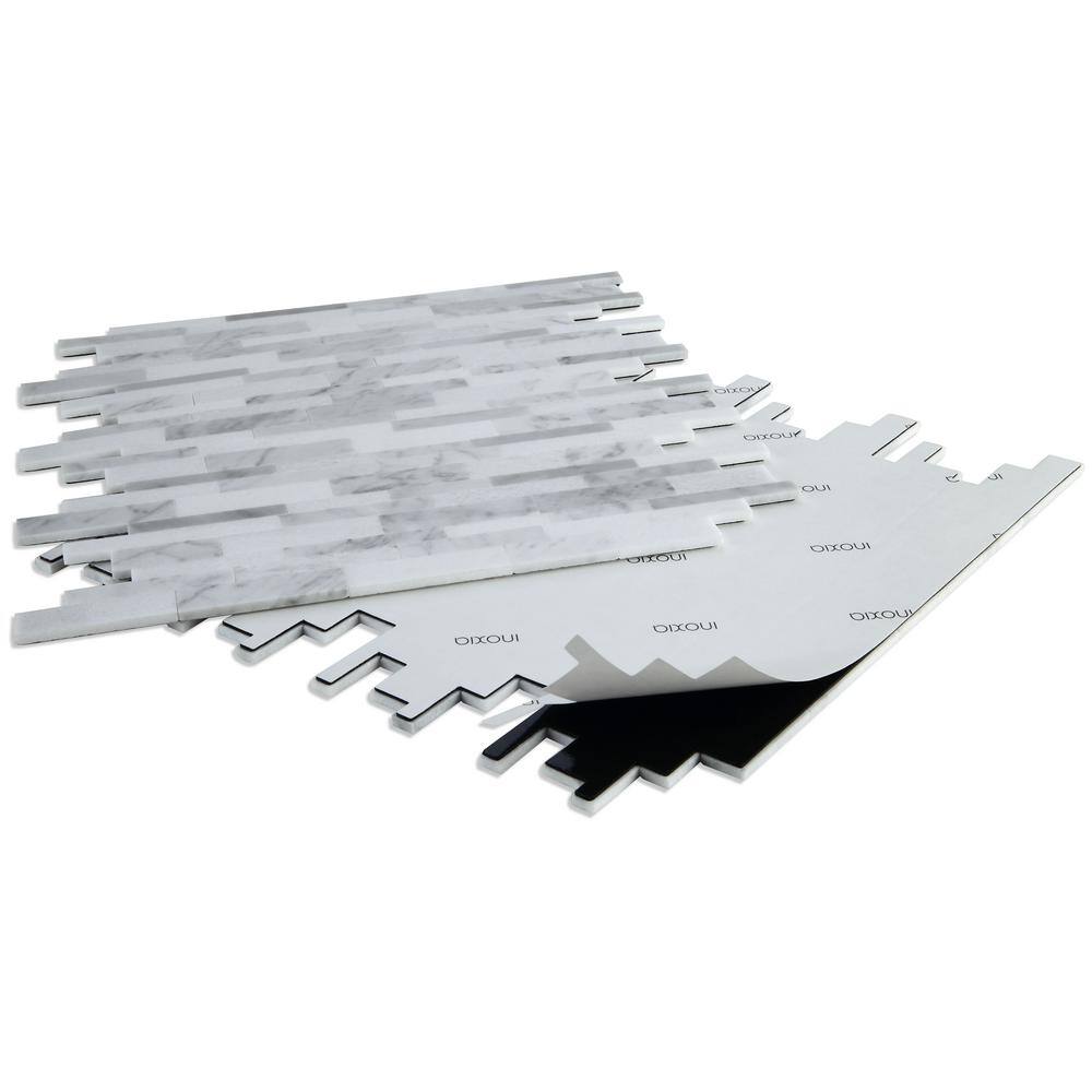 Gray Agate White and Gray Peel and Stick Stone Wall Mosaic Tile