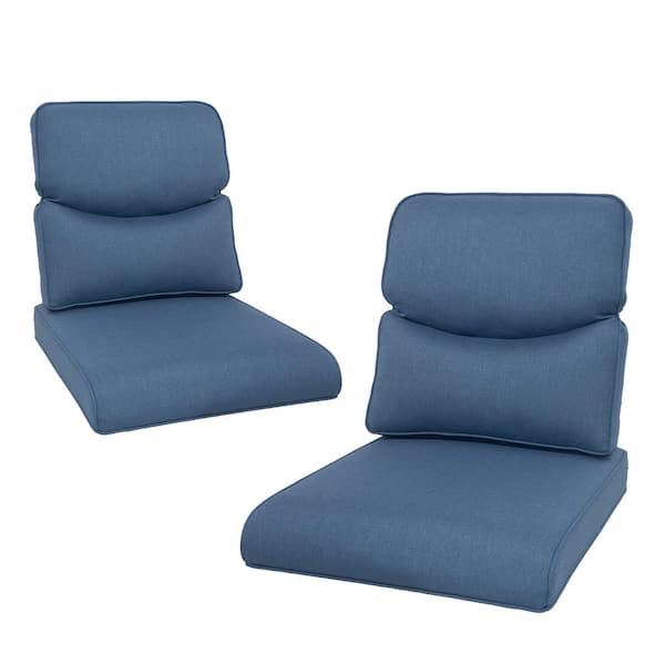 Opohoro Crescent 22 in. x 25 in. x 4 in. 4-Piece Deep Seating Outdoor Lounge Chair Replacement Cushion Set in Blue