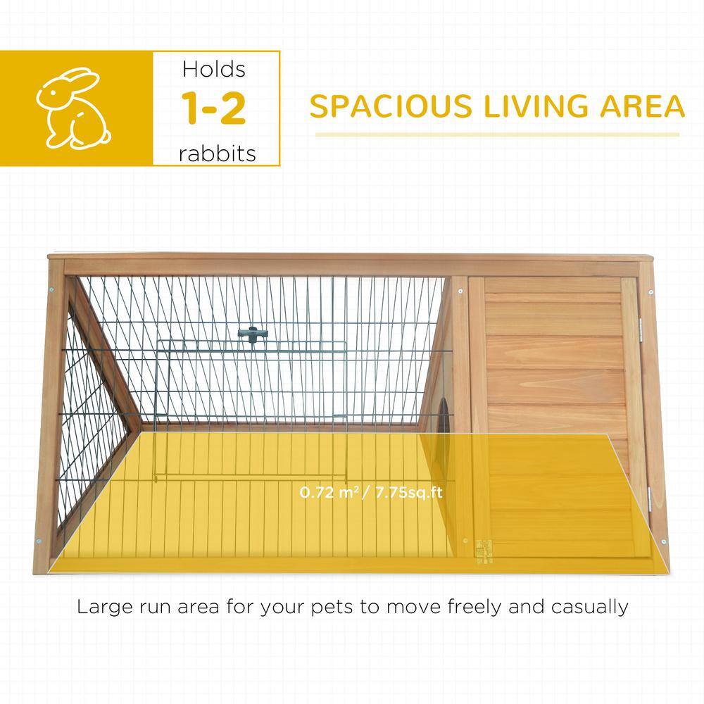 Natural Wood and Iron A-Frame Guinea Pig Hutch with Run