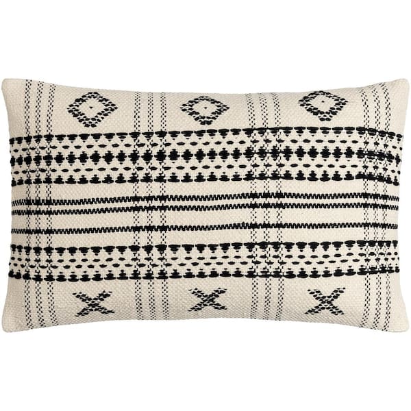 Livabliss Becki Owens Modern Myrna Accent Pillow Cover with Down Insert, 14 in. L ft. x 22 in. W, Beige