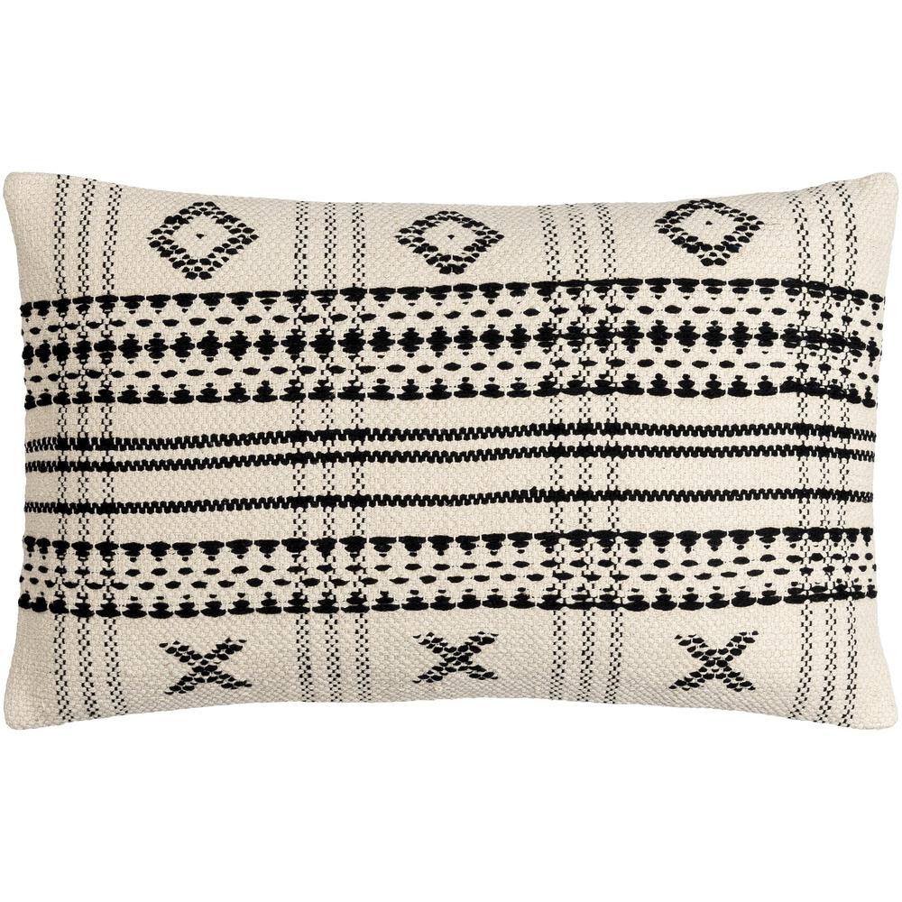 Myrna Beige and Black Cotton Rectangular Accent Pillow