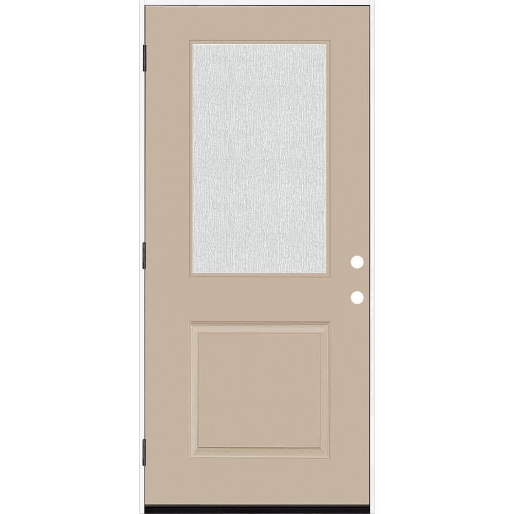Legacy 36 in. x 80 in. 1/2 Lite Rain Glass RHOS Primed Sandstone Finish Fiberglass Prehung Front Door price history on PriceWatchPro