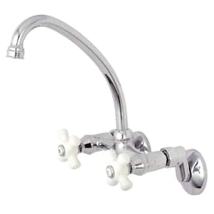Kingston 2-Handle Wall-Mount Standard Kitchen Faucet in Polished Chrome