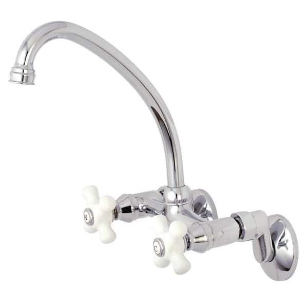 Kingston Brass Kingston 2-Handle Wall-Mount Standard Kitchen Faucet in Polished Chrome