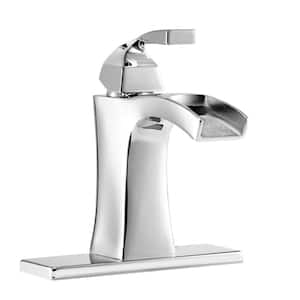 Leary Curve Single-Handle Single Hole Bathroom Faucet in Polished Chrome